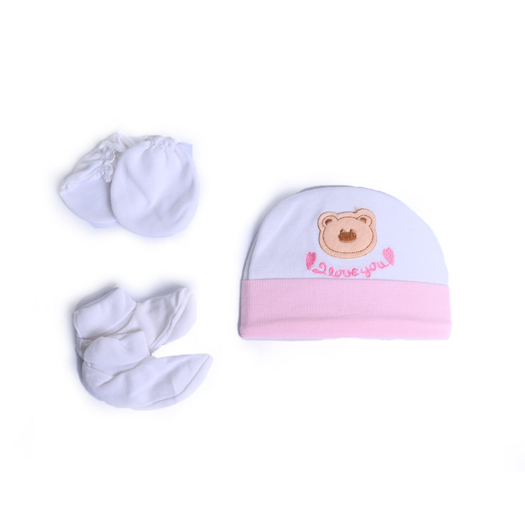 Love You Bear Cap Set with Socks & Mittens